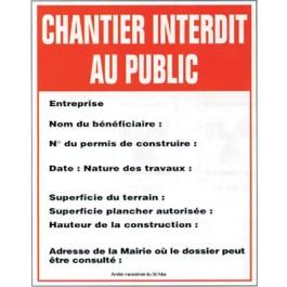 Panneau à destination de chantier