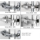 Charnière d'Angle Sensys 8657 / 8657i / 8639i - +30° / +45° / +90° / 165° - Entraxe : 52 et 45 mm