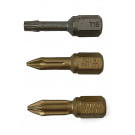 De haut en bas : embout acier T15 (Réf 520369B) - embout bois PH1 (Réf 520369G) et embout bois PZ1 (Réf 520369M)